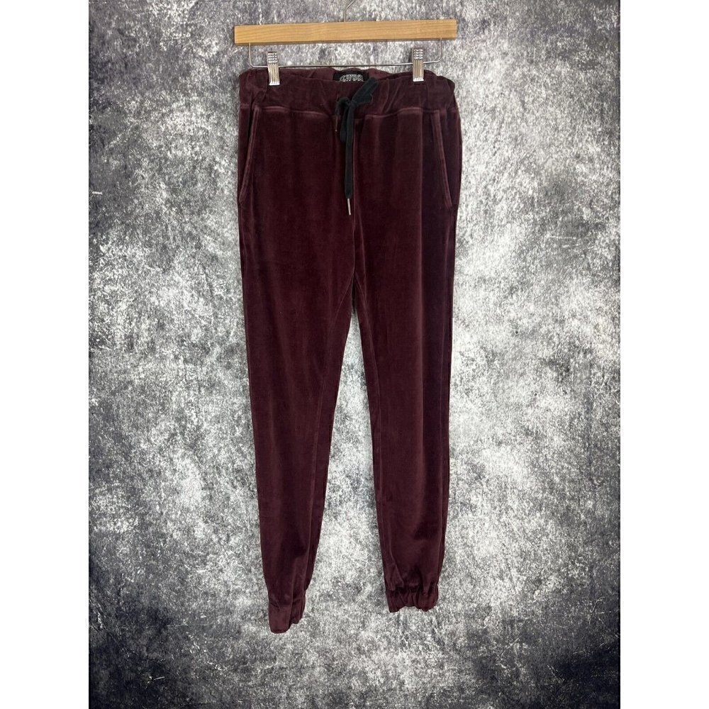 Elwood Velvet Velour Jogger Lounge Maroon athleisure Sweatpants‎ Women's Xs